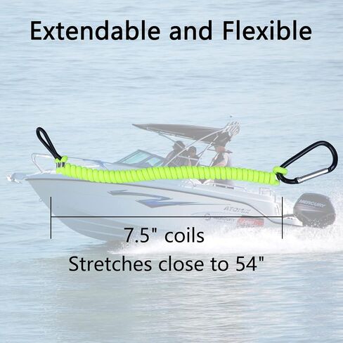 حبل تبديل لقتل القارب 8M0092850 مع حزام معصم بديل للقوارب البحرية Mercruiser، سلك إيقاف الطوارئ للقوارب، حبل أمان بطول 54 بوصة/137 طويل (أخضر قطعة واحدة) in Kuwait