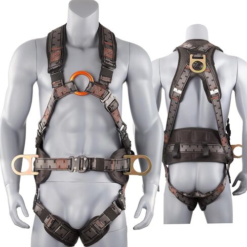 Safety Harness Fall Protection Padded on the shoulders, waist, and legs, featuring front O-rings, with upgraded quick-release buckles, meets ANSI standards, suitable for roofing work, construction in Kuwait