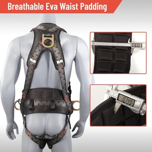 Safety Harness Fall Protection Padded on the shoulders, waist, and legs, featuring front O-rings, with upgraded quick-release buckles, meets ANSI standards, suitable for roofing work, construction in Kuwait