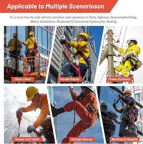 Safety Harness Fall Protection Padded on the shoulders, waist, and legs, featuring front O-rings, with upgraded quick-release buckles, meets ANSI standards, suitable for roofing work, construction in Kuwait