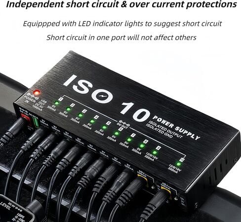 Guitar Pedal Power Supply, 10 Isolated Adjustable DC Output Power Supply, Portable Small Bench Power Supply with LED Indicator Light for Guitar Pedal 9V 12V 18V 300mA 500mA in Kuwait