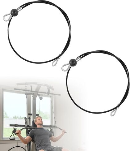 41" Replacement LAT Gym Cables for Bowflex Xceed, Xtreme 2, 2SE & XLT Power Pro, Fits SKUs 100021, 100022, 100026, 100028, 100382; Replaces OEM# 001-8081 & 1000514040 (Pair) in Kuwait