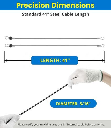 41" Replacement LAT Gym Cables for Bowflex Xceed, Xtreme 2, 2SE & XLT Power Pro, Fits SKUs 100021, 100022, 100026, 100028, 100382; Replaces OEM# 001-8081 & 1000514040 (Pair) in Kuwait