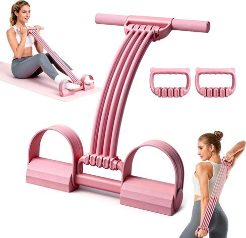 Multifunction Foot Pedal Resistance Bands with Handles, 3 in 1 Tension Rope Elastic Fitness Band for Home Workout, Yoga,Stretching, Full Body Exercise for Abs, Core, Waist, Arm, Leg in Kuwait