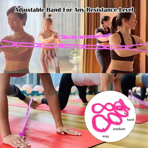 7 Ring Adjustable Loop Resistance Bands for Working Out Walk at Home，Workout Bands Exercise Stretch Band for Women&Men Fitness, Yoga, Pilates-Non-Slip, Durable Rubber, Home/Gym Use in Kuwait