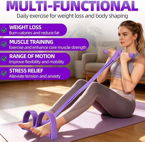 Multifunction 6-Tube Elastic Resistance Band with Foot Pedal, Elastic Pull Rope for Waist, Arm, Leg Stretching in Kuwait