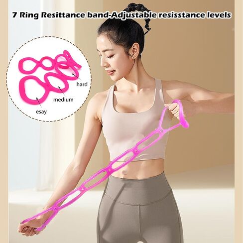 7 Ring Adjustable Loop Resistance Bands for Working Out Walk at Home，Workout Bands Exercise Stretch Band for Women&Men Fitness, Yoga, Pilates-Non-Slip, Durable Rubber, Home/Gym Use in Kuwait