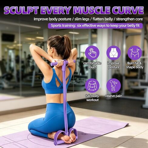 Multifunction 6-Tube Elastic Resistance Band with Foot Pedal, Elastic Pull Rope for Waist, Arm, Leg Stretching in Kuwait