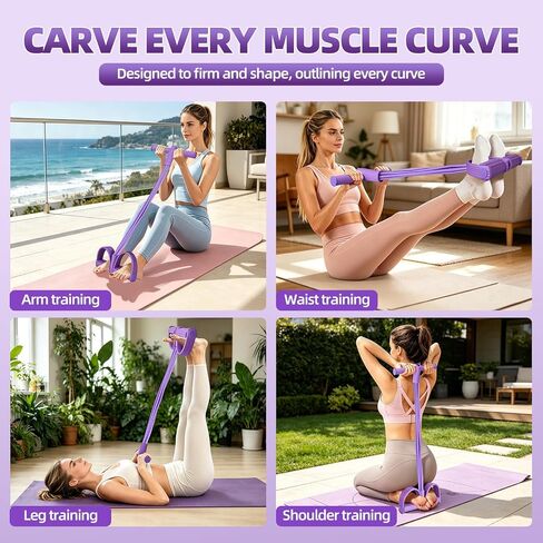 Multifunction 6-Tube Elastic Resistance Band with Foot Pedal, Elastic Pull Rope for Waist, Arm, Leg Stretching in Kuwait