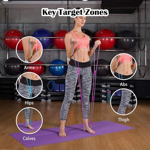 7 Ring Adjustable Loop Resistance Bands for Working Out Walk at Home，Workout Bands Exercise Stretch Band for Women&Men Fitness, Yoga, Pilates-Non-Slip, Durable Rubber, Home/Gym Use in Kuwait