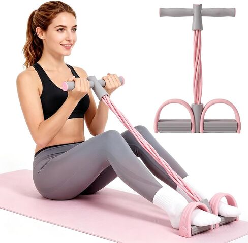 6-Tube Pedal Resistance Band with Handles - Professional Grade Fitness Resistance Bands for Abdomen, Waist, Arm, Leg Workout, Home Gym Equipment for Full Body Training, Injury Prevention & Recovery in Kuwait