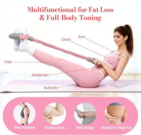 6-Tube Pedal Resistance Band with Handles - Professional Grade Fitness Resistance Bands for Abdomen, Waist, Arm, Leg Workout, Home Gym Equipment for Full Body Training, Injury Prevention & Recovery in Kuwait