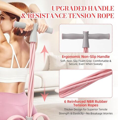 6-Tube Pedal Resistance Band with Handles - Professional Grade Fitness Resistance Bands for Abdomen, Waist, Arm, Leg Workout, Home Gym Equipment for Full Body Training, Injury Prevention & Recovery in Kuwait