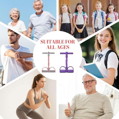 6-Tube Pedal Resistance Band with Handles - Professional Grade Fitness Resistance Bands for Abdomen, Waist, Arm, Leg Workout, Home Gym Equipment for Full Body Training, Injury Prevention & Recovery in Kuwait