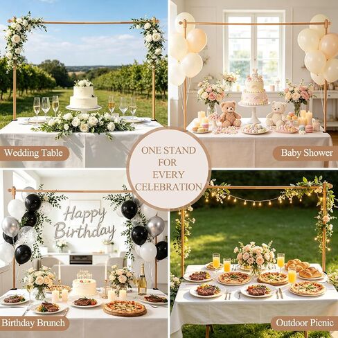 Premium Wooden Over Table Decor Stand with Clamps, Adjustable 32-96 Inch Display Frame for Wedding Centerpieces, Hanging Garland, Balloon Decorations, Baby Shower, Party and Dining Table Decor in Kuwait