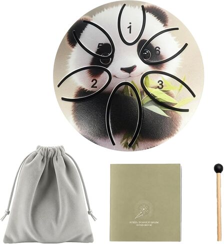 Garden Rain Drum for Outside Musical Instrument,3 Inches 6 Notes Snare Drum, Animal Theme Steel Tongue Drum, Percussion Yoga Gifts (panda-1 piece, 3 Inch 6 Notes) in Kuwait