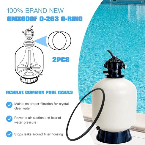 GMX600F O-263 O-Ring Repl. مثالي لفلتر الرمل من سلسلة Hayward Pro، القطر الخارجي 7-1/8 بوصة، القطر الداخلي 6-3/4 بوصة، السمك 3/16 بوصة (2/عبوة) in Kuwait
