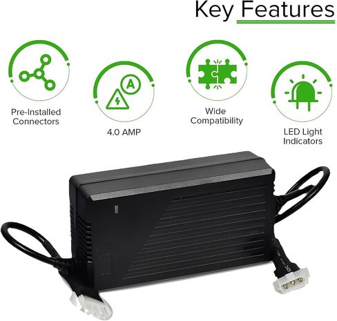 AlveyTech 24 Volt 4.0 Amp On-Board Battery Charger - Replacement fits Jazzy Ultra, Select, EV Rider CityRider, Jet Ultra, Pride Dynamo, Flash, TSS 450, Quantum, Medical E-Wheelchair, Electric Scooter in Saudi Arabia