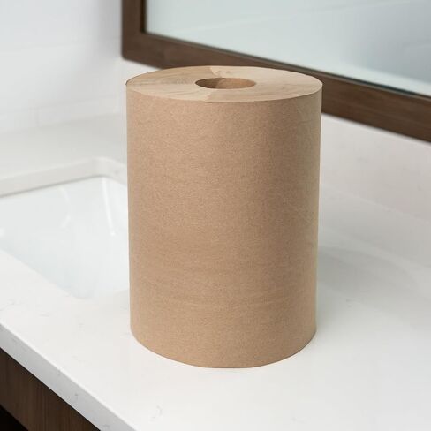 Sierra Hygiene 1-Ply Natural (Kraft) Roll Towels, 10" x 800’, Hardwound Paper Towel Rolls for Commercial Restrooms, Restaurants, Schools & Offices, Case of 6 Rolls, Made in USA in Kuwait