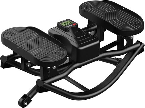 جهاز تمرين Rock Stepper من الجانب إلى الجانب، جهاز هزاز لصالة الألعاب الرياضية المنزلية مع شاشة LCD وأشرطة مقاومة، معدات تمرين الروك منخفضة التأثير تدعم 330 رطلاً in Kuwait