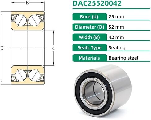 1PC DAC25520042 Auto Wheel Ball Bearing 25x52x42mm Double Row Bearings DAC2552W 43210-4A00A in Saudi Arabia