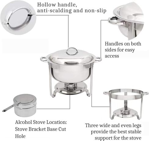 3.5 Stainless Steel Hot Pot Buffet Server Set with Food Tray, Water Tray, Lid, Frame and Fuel Rack Food Warmer for Weddings, Parties, Banquets, Catering Events, 3-Pack,2 Pack in Kuwait