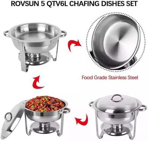 3.5 Stainless Steel Hot Pot Buffet Server Set with Food Tray, Water Tray, Lid, Frame and Fuel Rack Food Warmer for Weddings, Parties, Banquets, Catering Events, 3-Pack,2 Pack in Kuwait