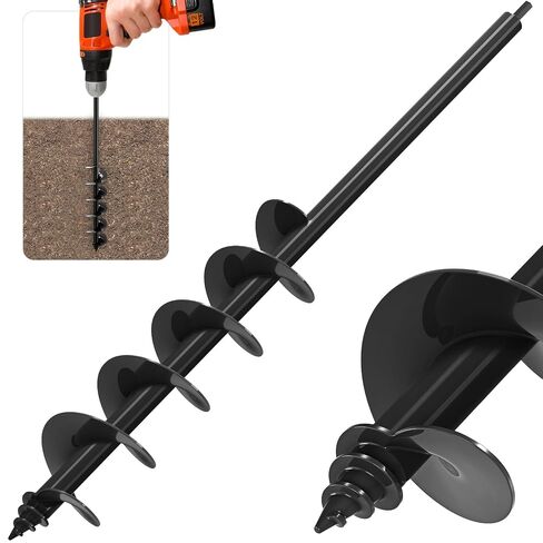 مثقاب Insaga Auger للزراعة 4 × 32 بوصة - مثقاب حديقة حلزوني من الفولاذ الكربوني شديد التحمل للحفر، 3/8 بوصة مثقاب نبات محرك سداسي للمصابيح والشتلات - وصول طويل 32 بوصة يقلل من الانحناء in Kuwait