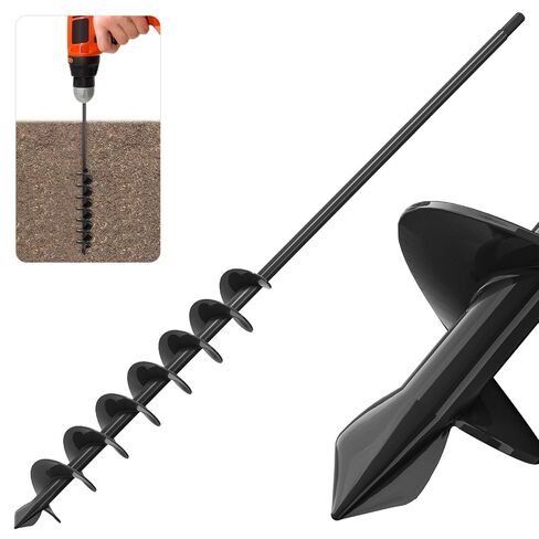 مثقاب Insaga Auger للزراعة 4 × 32 بوصة - مثقاب حديقة حلزوني من الفولاذ الكربوني شديد التحمل للحفر، 3/8 بوصة مثقاب نبات محرك سداسي للمصابيح والشتلات - وصول طويل 32 بوصة يقلل من الانحناء in Kuwait