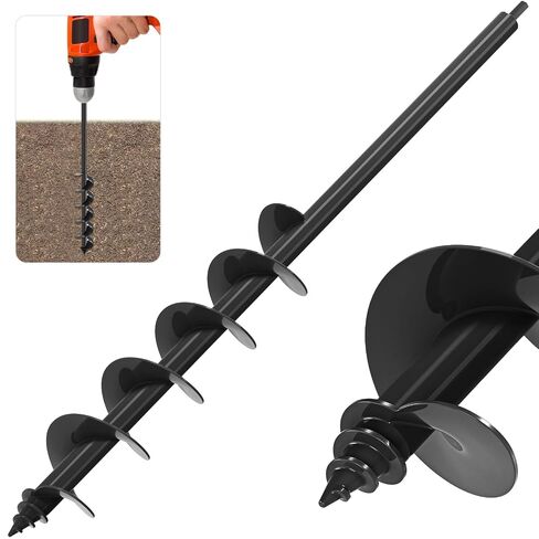 مثقاب Insaga Auger للزراعة 4 × 32 بوصة - مثقاب حديقة حلزوني من الفولاذ الكربوني شديد التحمل للحفر، 3/8 بوصة مثقاب نبات محرك سداسي للمصابيح والشتلات - وصول طويل 32 بوصة يقلل من الانحناء in Kuwait