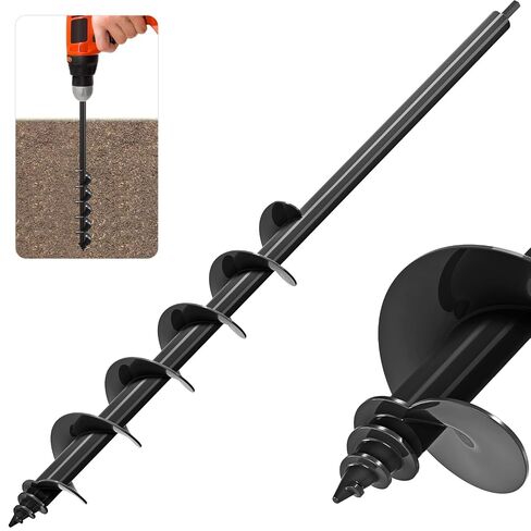مثقاب Insaga Auger للزراعة 4 × 32 بوصة - مثقاب حديقة حلزوني من الفولاذ الكربوني شديد التحمل للحفر، 3/8 بوصة مثقاب نبات محرك سداسي للمصابيح والشتلات - وصول طويل 32 بوصة يقلل من الانحناء in Kuwait