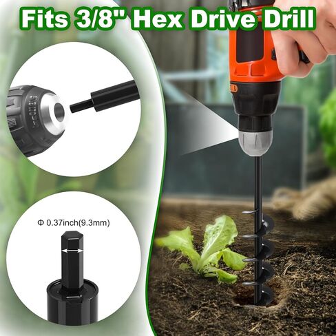 مثقاب Insaga Auger للزراعة 4 × 32 بوصة - مثقاب حديقة حلزوني من الفولاذ الكربوني شديد التحمل للحفر، 3/8 بوصة مثقاب نبات محرك سداسي للمصابيح والشتلات - وصول طويل 32 بوصة يقلل من الانحناء in Kuwait