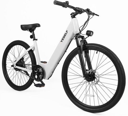 Vintage Electric Bike for Adults, 62.5 Miles 20 MPH Commuter Ebike, 250W White E Bike with Cadence Sensor, 12Ah UL Certified Battery, 26“ Men Women EBike with Front Suspension in Kuwait