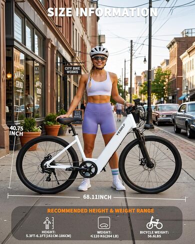 Vintage Electric Bike for Adults, 62.5 Miles 20 MPH Commuter Ebike, 250W White E Bike with Cadence Sensor, 12Ah UL Certified Battery, 26“ Men Women EBike with Front Suspension in Kuwait