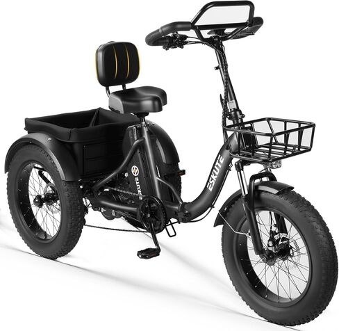 دراجة كهربائية ESKUTE T300 Pro للبالغين، دراجة إلكترونية بمقود فراشة مع بطارية قابلة للإزالة طويلة المدى بقدرة 998.4 وات في الساعة، محرك ذروة 1200 وات، إطارات سميكة 20 بوصة × 4.0 بوصة، 3 عجلات قابلة للطي، حتى 80 ميلًا in Kuwait