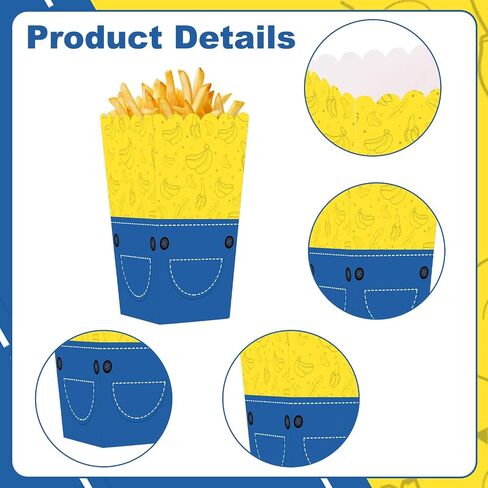 Mini Jeans Popcorn Bucket 20 PCS Reusable Paper Popcorn Chip Snack Containers Boxes Yellow Blue Themed Movie Birthday Party Favors in Kuwait