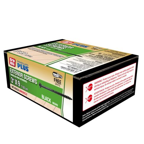 Grip-Rite PrimeGuard Plus Premium Deck Screws for Outdoor Projects - Bugle Head - T-25 Star Drive - Coarse Thread Wood Screws - 9 x 3-1 Lb Box - Black - L3STBL1 in Kuwait
