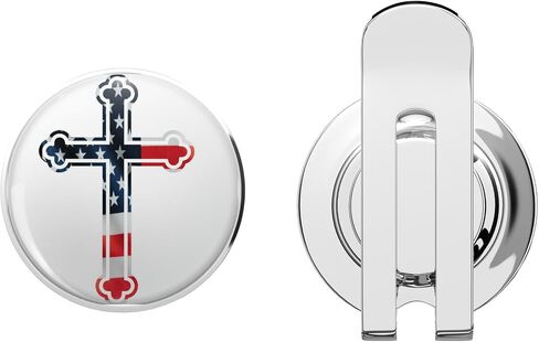 American Flag Christian Religious Cross Golf Hat Clip with Magnetic Ball Marker – Durable Metal Accessory for Golfers in Kuwait