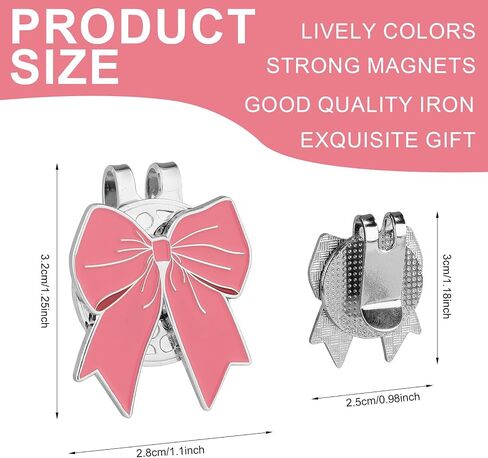 Golf Ball Marker Hat Clip, Pink Bow Shape Golf Hat Clip Strong Magnetic Golf Ball Marker Accessories for Men Women Golfer Gifts in Kuwait