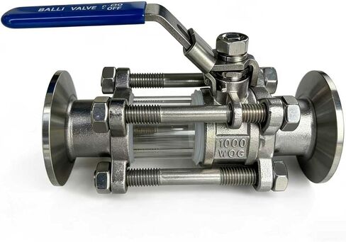 الفولاذ المقاوم للصدأ 304 1.5 ″ TC 3-قطعة نوع البصر صمام كروي زجاجي منفذ كامل البيرة غلاية المشروب تخمير مضخة الكرة صمام in Kuwait