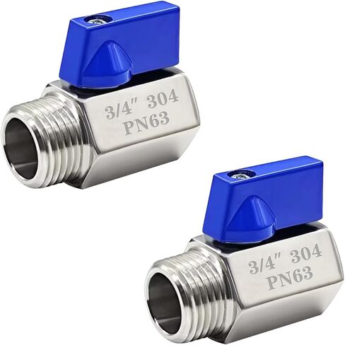 304 Stainless Steel Mini Ball Valve 3/4" NPT Female x Male Thread Shut Off Valve for Water,Oil and Gas 2PCS in Kuwait