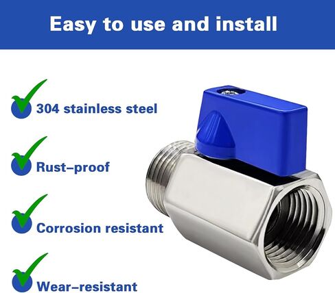 304 Stainless Steel Mini Ball Valve 3/4" NPT Female x Male Thread Shut Off Valve for Water,Oil and Gas 2PCS in Kuwait