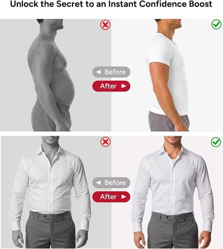 Nebility Compression Shirt Men Shapewear V-Neck Short Sleeve Body Shaper Slimming Undershirt Tummy Control in Kuwait