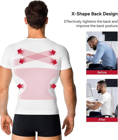 Nebility Compression Shirt Men Shapewear V-Neck Short Sleeve Body Shaper Slimming Undershirt Tummy Control in Kuwait