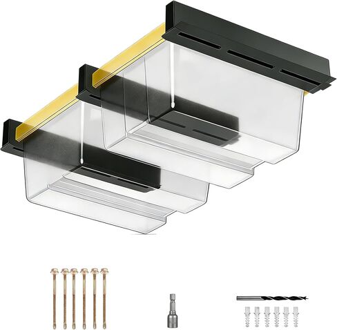 Overhead Garage Storage Rack,Garage Ceiling Storage 3 Rails Set, Overhead Storage Rack to Hold 2 Plastic Totes, Metal Ceiling Racks for Garage Storage to Free Up Floor Space, Garage Organizer System in Kuwait