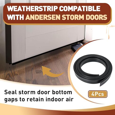 4PCS Replacement Bottom Sweep Fin Weatherstrip Compatible with Andersen Pull-Down Storm Door, Wind & Weatherproof Door Bottom Seal Weather Stripping Accessories (Black) in Kuwait
