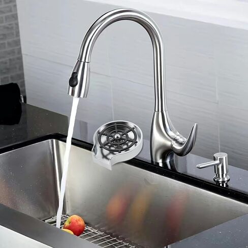 Maxmartt Glass Rinser and Cup Washer for Sink, 360° Rotating Spray Nozzle with Pull-Out Design, Bottle Cleaner - Tilted Base Prevents Splashing, Kitchen Sink Accessories for Home & Bar in Kuwait