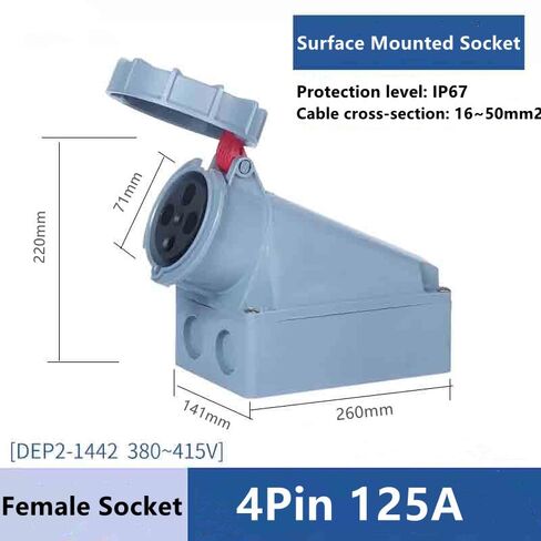 IEC60309 Waterproof Industrial Plug and Socket 4Pin 125A 380V-415V 3P+E Flame Retardant IP67 in Kuwait
