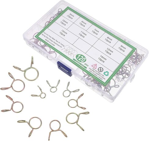 Hemobllo 120pcs Heavy Duty Metal Tubing Clamps Spring Hose Clamps Set for Water, Air, and Fuel Lines with Zinc-plated Finish Suitable for Plumbing and Industrial Use in Kuwait