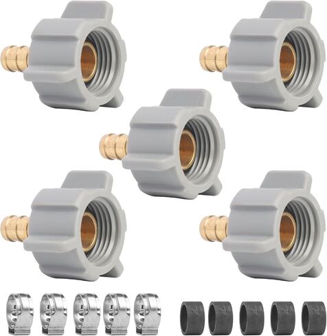 WiseWater 5 قطع 3/8 بوصة PEX-B إلى 1/2 بوصة محول دوار NPT أنثى، معتمد من NSF/ANSI 61 لمياه الشرب، تجهيزات PEX نحاسية مع حلقات تجعيد نحاسية ومشابك للسباكة RV، وخطوط المياه in Kuwait